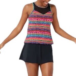 DreamShaper by Miraclesuit Olivia Tankini Swimsuit with Skirt Sz 10 Colorful